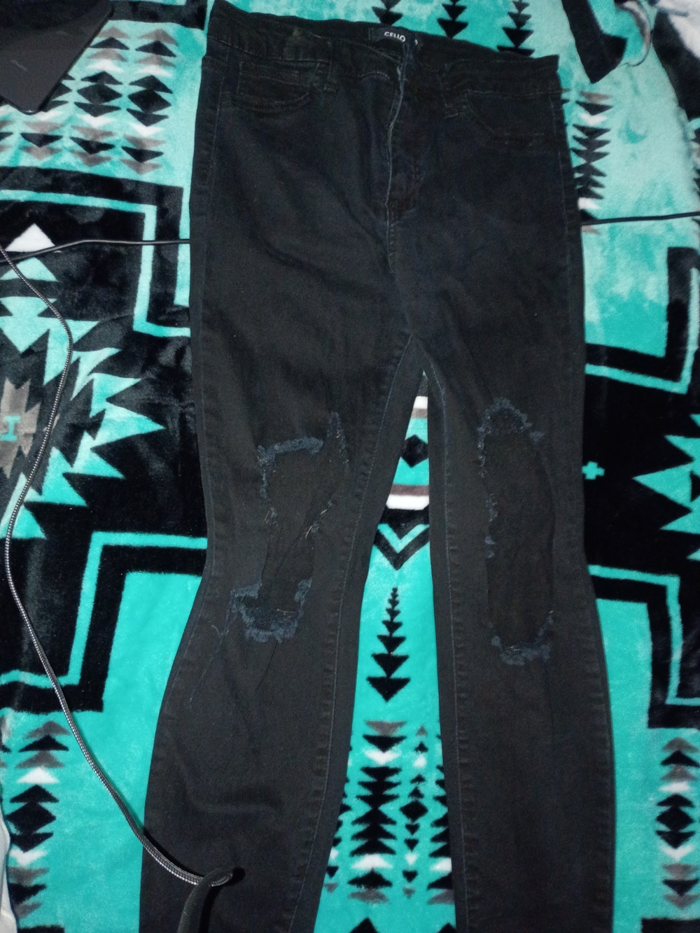 Cello Black Distressed Skinny Jeans - Women